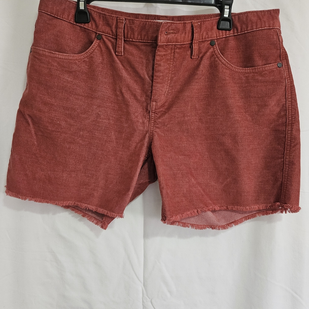 Carve Designs Red Corduroy Frayed Hem Shorts